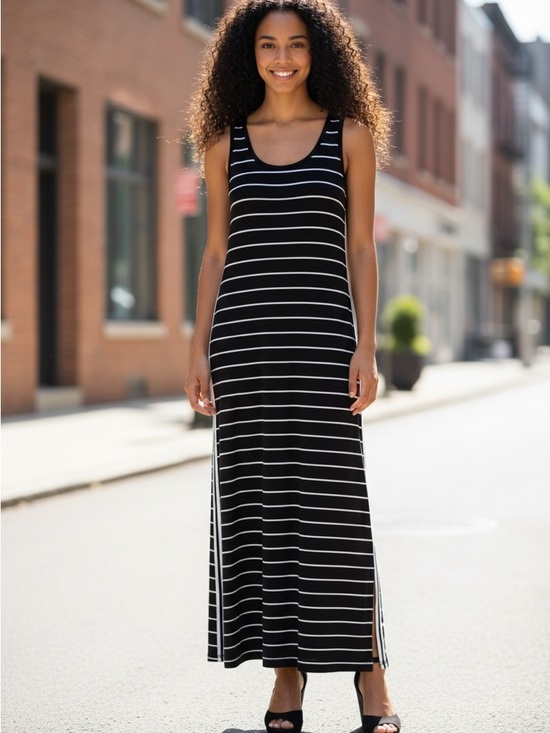 Max Studio Dresses & Skirts - Max Studio Black and White Striped Sleeveless Maxi Dress